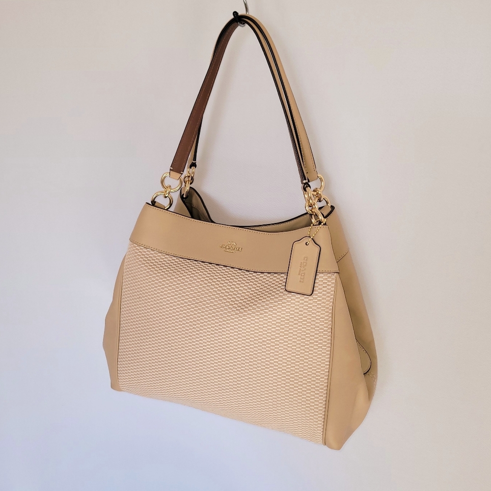 Coach Lexy Beige Legacy Jacquard Women's Bag - Not yellow tone - Excellent! - Picture 15 of 16